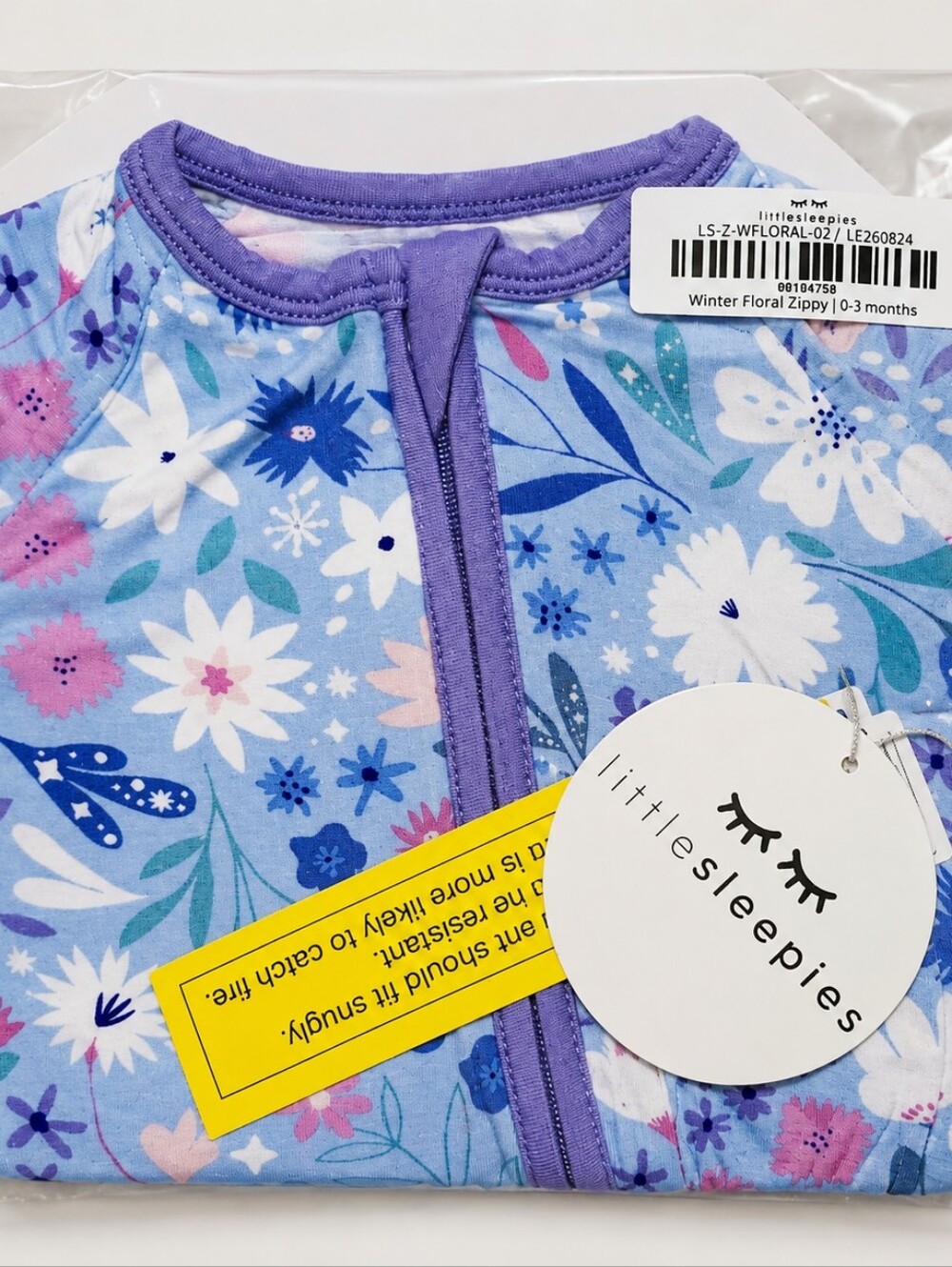 NEW Little Sleepies Winter Floral Zippy 0-3 Months Cottagecore Whimsical Floral